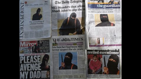 In February 2015, British newspapers report the identity of "Jihadi John," the disguised man with a British accent who had appeared in ISIS videos executing Western hostages. The militant was identified as Mohammed Emwazi, a Kuwaiti-born Londoner. On November 12, 2015, the Pentagon announced that Emwazi was in a vehicle <a href="http://www.cnn.com/2015/11/13/middleeast/jihadi-john-airstrike-target/" target="_blank">hit by a drone strike.</a> ISIS later confirmed his death.