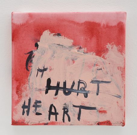 Tracey Emin, <em>Hurt heart,</em> 2015, Acrylic on canvas, 8 x 9 13/16 in. (20.3 x 25 cm), courtesy of Lehmann Maupin and White Cube