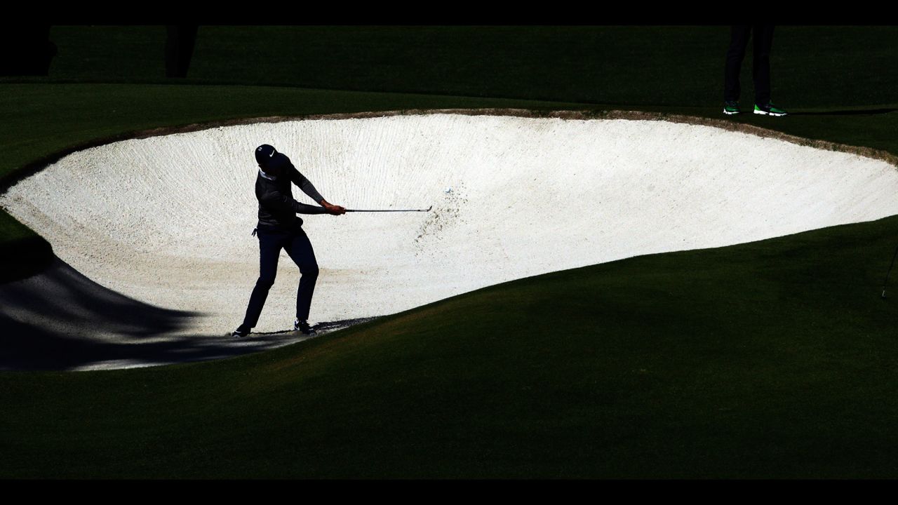 Charl Schwartzel hits out of a bunker on April 8. Schwartzel won the Masters in 2011.
