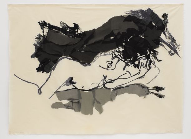 Tracey Emin, <em>I want you so much, </em>2015, embroidered calico, 63.78 x 86.61 inches (fabric) 162 x 220 cm, courtesy of Lehmann Maupin and White Cube <br />