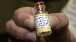ALTAMONTE SPRINGS, FL -  A  vial of dried smallpox vaccination is shown December 5, 2002 in Altamonte Springs, Florida. The vial holds approximately 100 doses of the smallpox vaccine. Orlando, Florida area law enforcement agencies plan to be vaccinated for smallpox.  (Photo by Scott A. Miller/Getty Images)