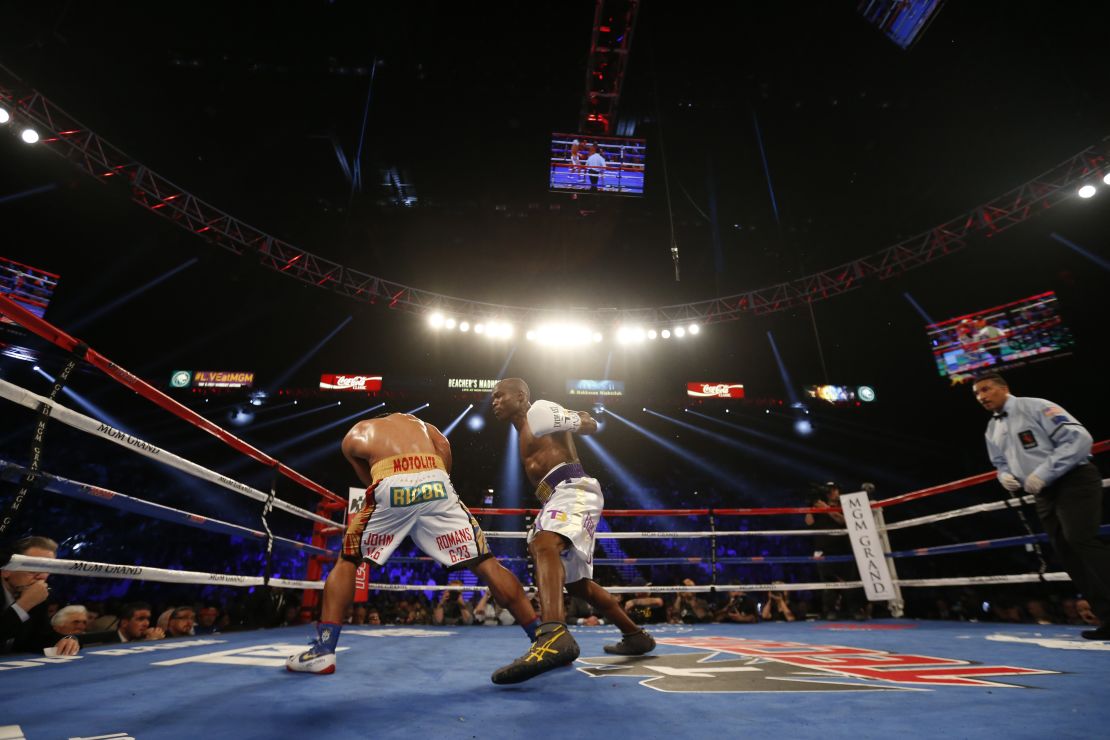 Bradley punches Manny Pacquiao during their welterweight championship fight, which the Filipino won by unanimous decision. 