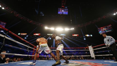 Bradley punches Manny Pacquiao during their welterweight championship fight, which the Filipino won by unanimous decision. 