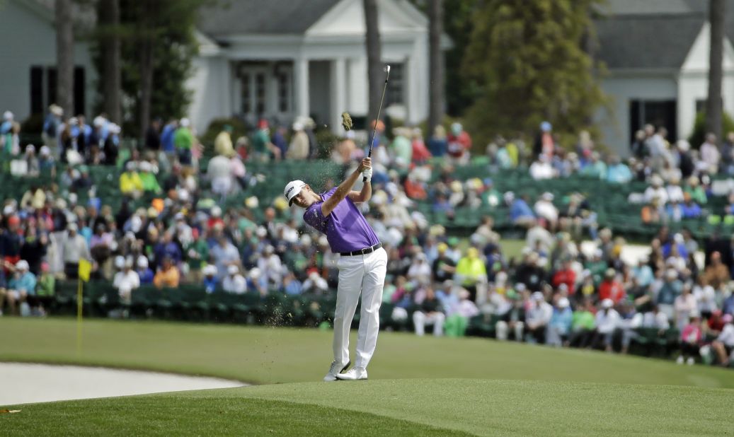 Smylie Kaufman hits from the first fairway during the final round. Kaufman, playing in the Masters for the first time in his career, started the day in second place. 