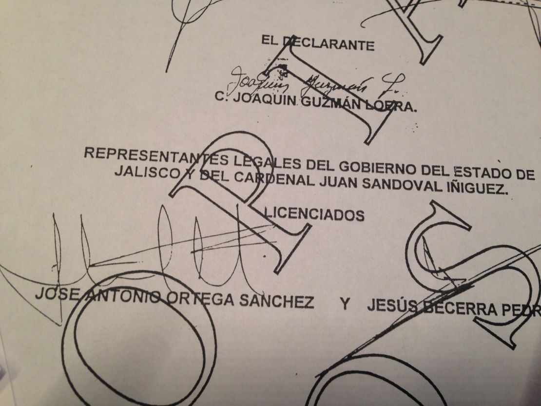 El Chapo's signature can be seen on the deposition