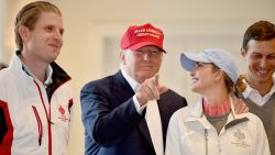 Republican Presidential Candidate Donald Trump visits his Scottish golf course Turnberry with his children Ivanka Trump and Eric Trump on July 30, 2015 in Ayr, Scotland. Donald Trump answered questions from the media at a press conference.