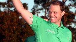 AUGUSTA, GEORGIA - APRIL 10:  Danny Willett of England celebrates winning during the green jacket ceremony after the final round of the 2016 Masters Tournament at Augusta National Golf Club on April 10, 2016 in Augusta, Georgia.  (Photo by Andrew Redington/Getty Images)