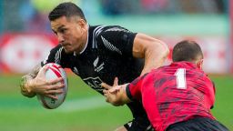 Sonny Bill Williams helped New Zealand finish second at the Hong Kong Sevens. After the final in which his team was beaten by Fiji, Williams handed over his runners-up trophy to eight-year-old Coop Rodda.