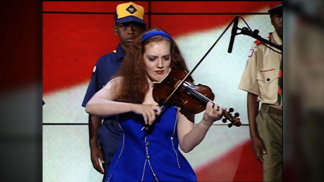 The year after her train accident, the violinist played at the 1996 Democratic Convention in Chicago.
