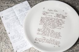 Allison Gilbert's grandmother's "famous" coffee cake recipe is permanently transferred onto a custom-made serving plate.