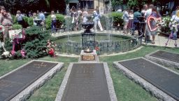 The grave of Elvis Presley in Graceland on May 4, 1982 in Memphis, Tennessee. 