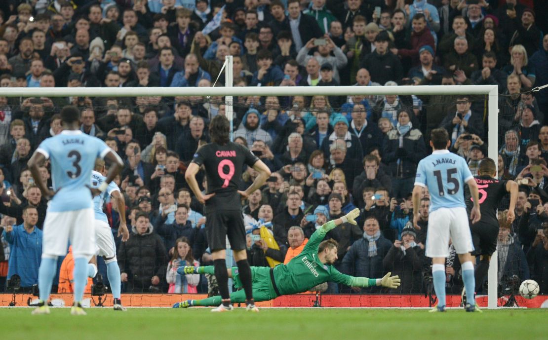 Sergio Aguero fired wide with his first-half penalty against Paris St. Germain.