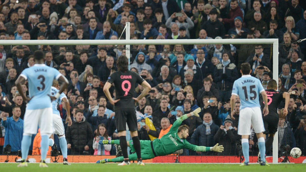 Sergio Aguero fired wide with his first-half penalty against Paris St. Germain.