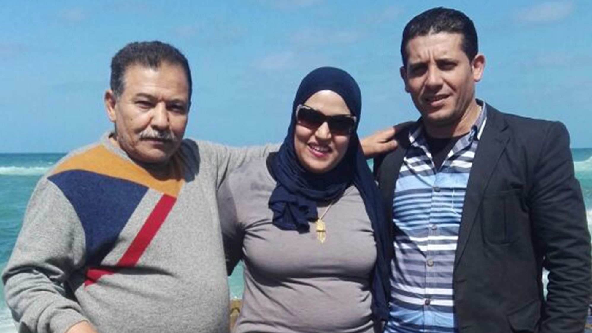 Rasha Tarek with her father, Tarek Abdel Fattah, and husband, Salah Ali.