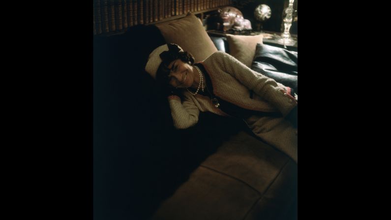 Fashion designer Coco Chanel reclines on a sofa in her home in 1960. "Horst first met Coco Chanel in New York in 1937 and would go on to shoot her along with her fashions for some 30 years," Ahern said. "This frame, discovered in a box that had not been touched for decades, reflects a longstanding friendship --- an informal portrait of the grand dame of fashion at home and at perfect ease."
