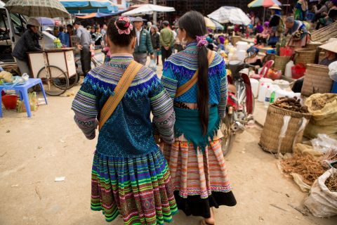 Girls at a regional market in Bac Ha, Vietnam. Outreach workers say the market is a common hunting ground for traffickers. Girls trafficked from Vietnam can be sold as brides for $3,000 or more to the end buyer. 