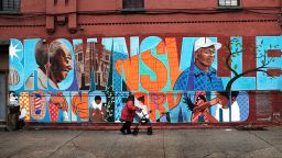 NEW YORK, NY - JUNE 02: A wall is painted with the word "Brownsville" in the crime ridden Brownsville section of Brooklyn on June 2, 2015 in New York City. Following news of a more than 20-percent increase in murders and a 9-percent increase in shootings this year, the NYPD is starting its "Summer All Out" program a month early. The anti-crime program trains and puts 330 administrative officers on the streets to help deter shootings and gun crimes.  (Photo by Spencer Platt/Getty Images)