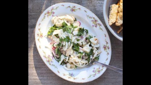 Jasper White shared his paternal grandmother Aida Padagrosi's recipe for baccala (salt cod) salad. It is one of his favorite dishes and part of an antipasti tradition Padagrosi brought with her from Rome when she emigrated. His grandmother was also the woman who inspired White to cook and become a chef. 