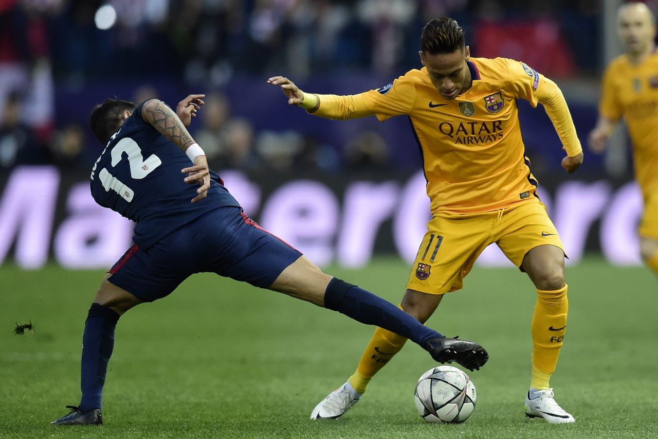 Neymar was given special attention by the Atletico defenders in a high octane start to the contest.