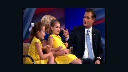 Ted Cruz and his family on the set of a CNN town hall.