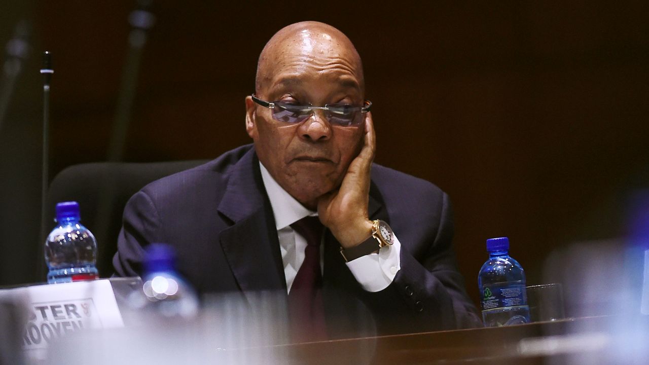 South African President Jacob Zuma listens to a speaker during the second sitting of the session of the fifth national house of traditional leaders at Tshwane Council Chambers in Pretoria on April 7, 2016. 
Zuma easily survived an impeachment vote on April 5 after a stormy session of parliament over a court ruling that he had violated the country's post-apartheid constitution. Lawmakers from Zuma's African National Congress (ANC) rallied to his defence, defeating the motion by 233 votes to 143 despite growing pressure for him to resign over the scandal.  / AFP / STRINGER        (Photo credit should read STRINGER/AFP/Getty Images)
