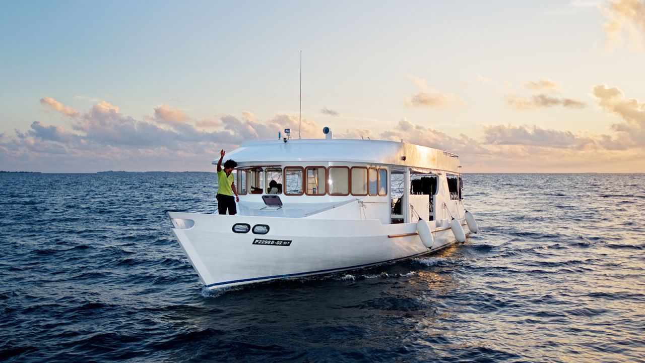 The Carpe Vita is accompanied by a 60-foot dive tender called a dhoni. It keeps divers dry and comfy going to and from the mothership to dive sites.
