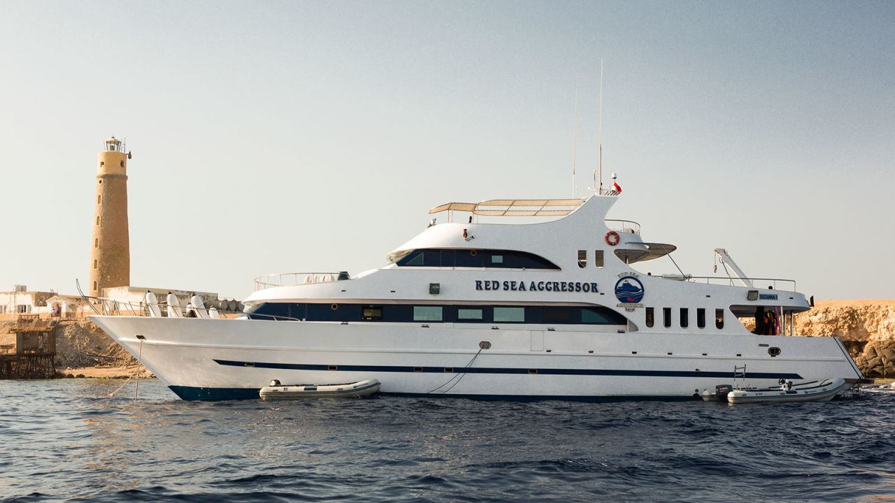 The Red Sea Aggressor is based in the Egyptian Red Sea. It's a spacious 120-foot yacht with a 26-foot beam, hosts 20 guests and is built for max comfort. 