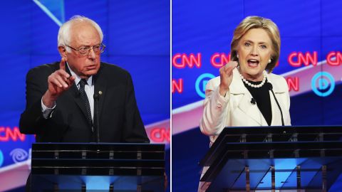 Hillary Clinton Bernie Sanders democratic debate new york composite