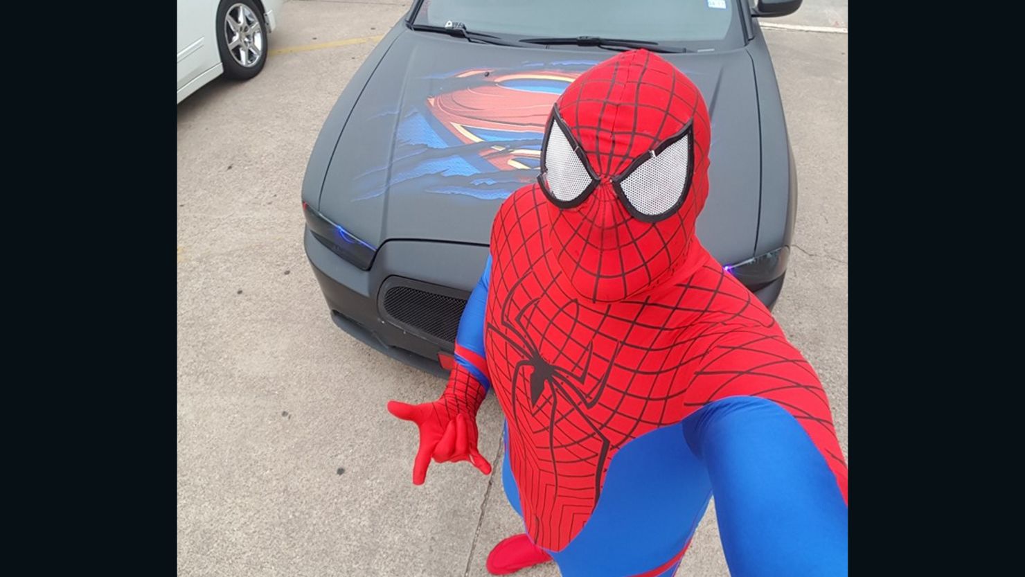 Fort Worth, Texas, police officer Damon Cole dressed as Spider-Man for 5-year-old Joshua Garcia's funeral. He posted the picture on his Facebook page.