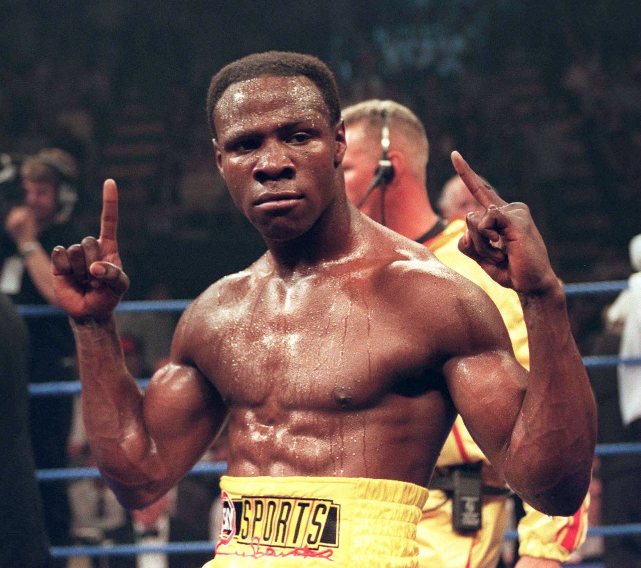 "When you're in the heat of battle you're intoxicated," said Eubank Sr. <br />"You're not sober, you can't make rational decisions like 'I'm hurt, I'm injured, therefore I should pull out.<br />"You're intoxicated, so you keep on going."<br />Eubank Sr. is pictured here in 1995.