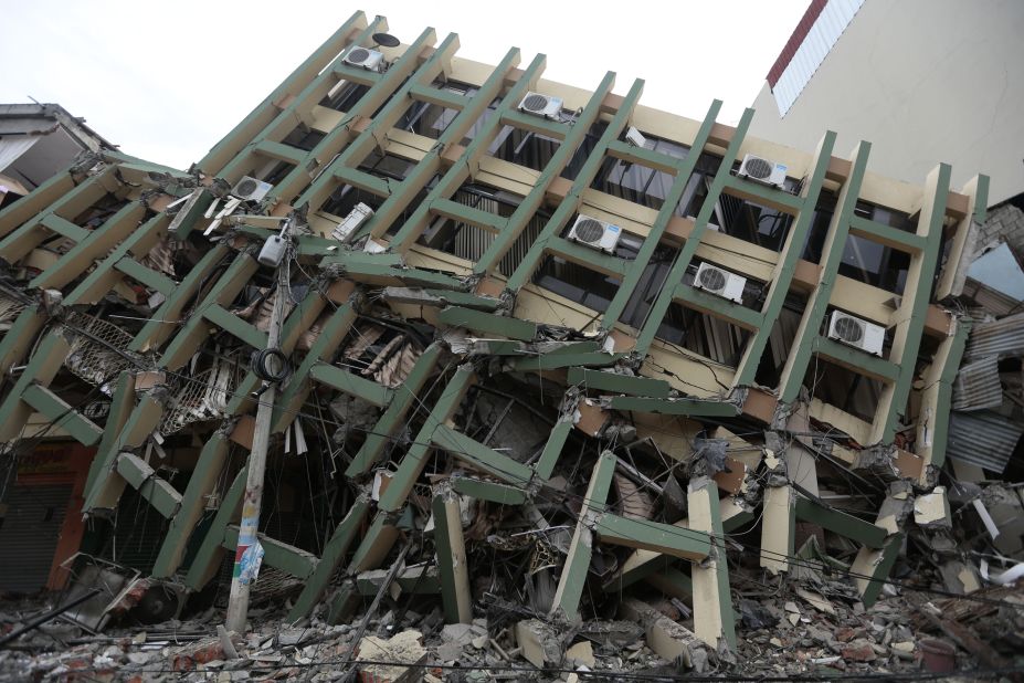 A building has collapsed in Portoviejo on April 17.