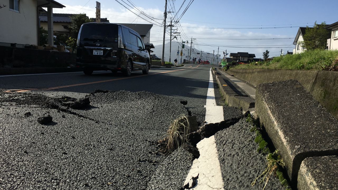 A road cracked from the immense quake.