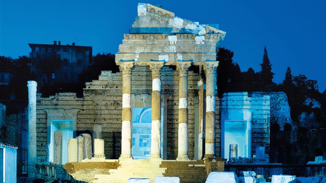 It's now Lombardy's largest archaeological site protected by UNESCO. A Roman amphitheater -- a sort of miniature Coliseum -- stands alongside a temple, ancient columns and arches and thermal baths. 