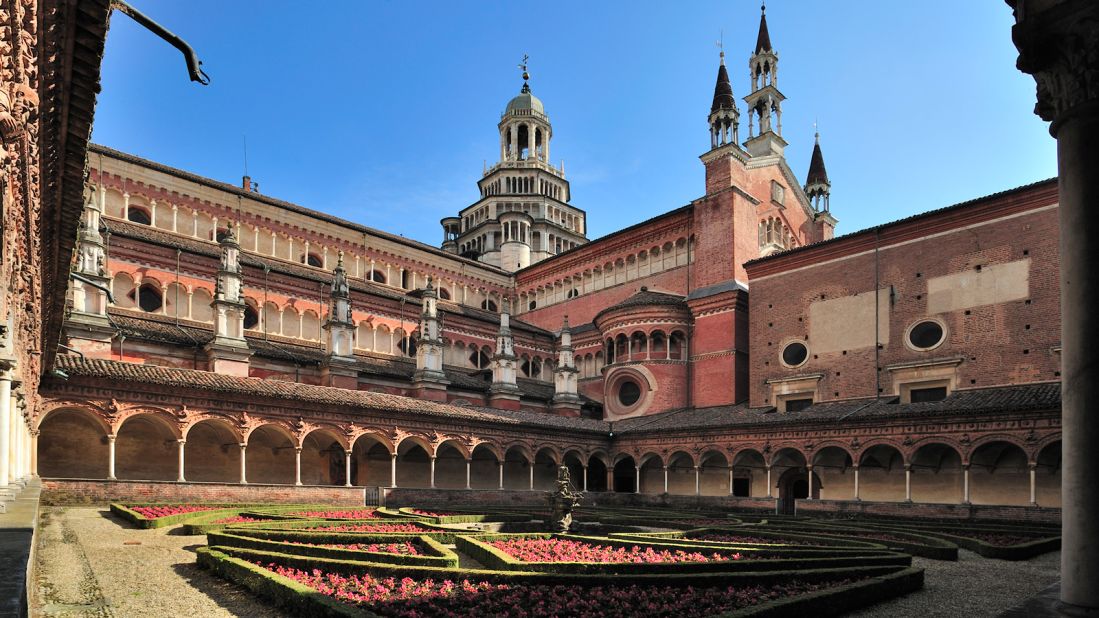 The lavish Certosa of Pavia, today a monastery, was the mighty Visconti family's mausoleum. 