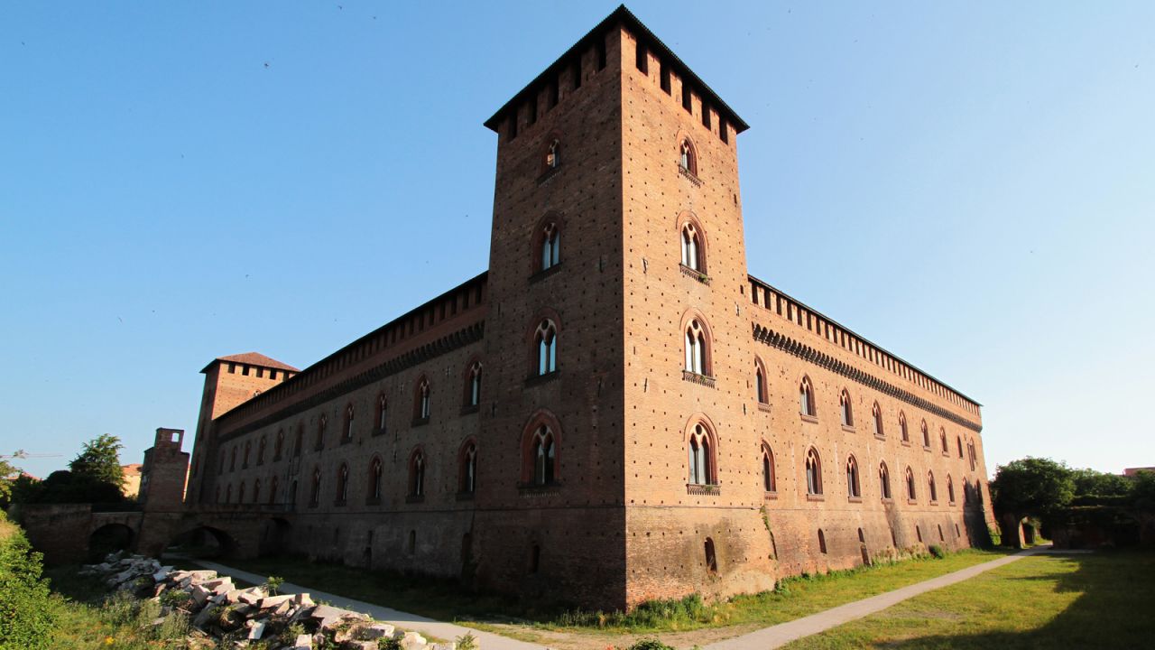The buzzing town of Pavia, founded by the Germanic Lombard people who gave their name to the region, is a maze of cobbled streets, winding alleys and lively piazzas. Pavia Castle is pictured.