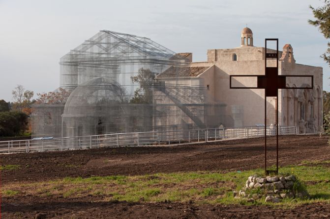 The installation was erected to coincide with the opening of a nearby archaeological park. 