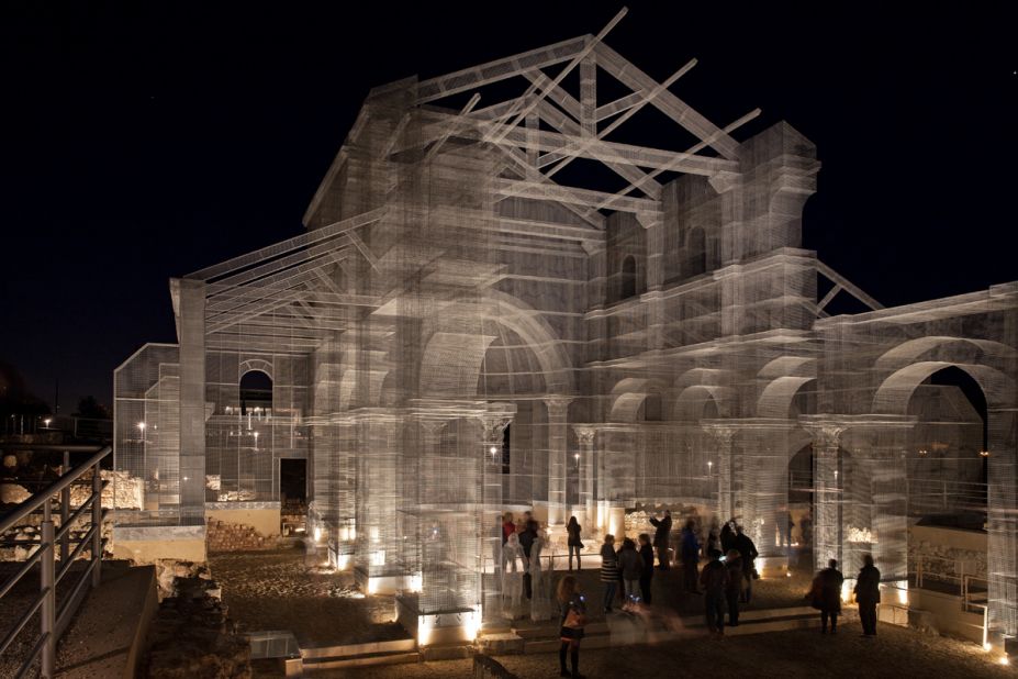 The artist's transparent basilica is exactly the same size as the original that stood in its place centuries before.