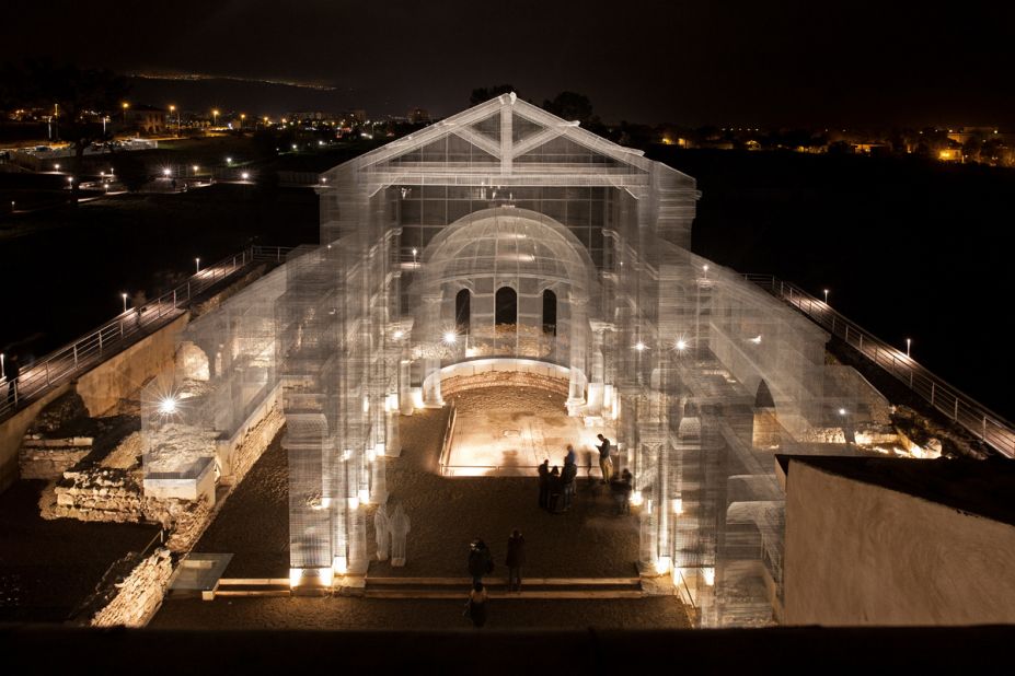 No, you're not seeing a ghost. Edoardo Tresoldi's <a href="http://edition.cnn.com/2016/04/18/arts/wire-ghost-church-edoardo-tresoldi/">reconstruction of a destroyed basilica</a> in Puglia, Italy was made of wire and mesh. 