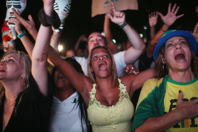 Pro-impeachment supporters celebrate after politicians vote to approve the motion to impeach Rousseff. The motion will now be brought before the Senate, the Brazilian congress' upper house.