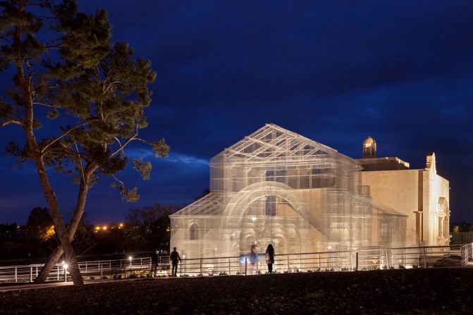 For his newest project, he reconstructed a previously destroyed ancient church in Puglia, Italy. 