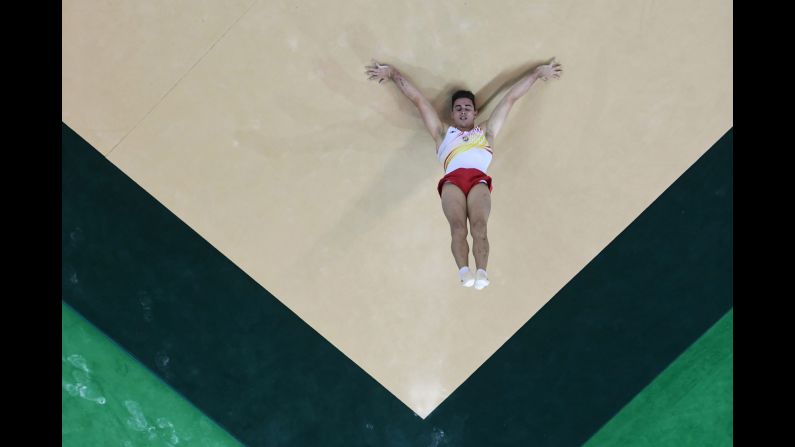 Adria Vera Mora of Spain competes on the floor during qualification in the Artistic Gymnastics Aquece Rio Test Event at the Olympic Park in Rio de Janeiro on April 16.