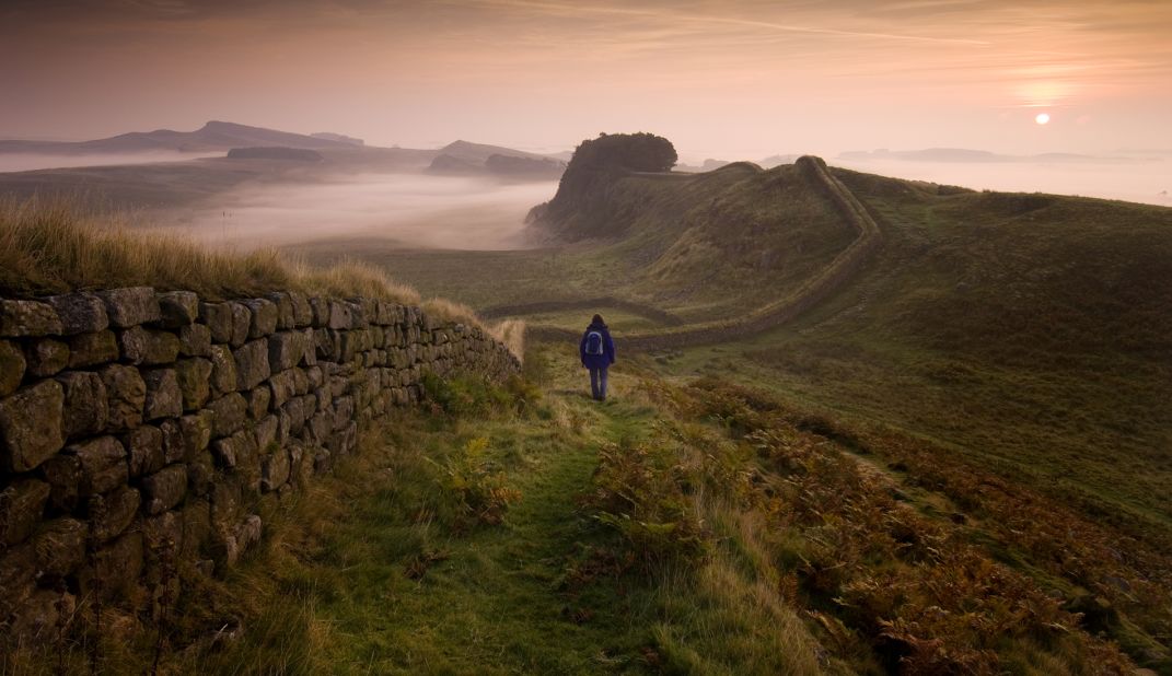 <a href="http://hadrianswallcountry.co.uk/" target="_blank" target="_blank">Hadrian's Wall</a> spans 135 kilometers from Maryport in the west to Tyne and Wear in the east. The UNESCO World Heritage Site was built to keep tribal warriors out of the northern frontier of the ancient Roman Empire. In the picture is a section of the Roman wall near Housesteads Fort in Northumberland.