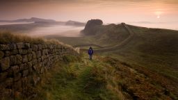 <a href="index.php?page=&url=http%3A%2F%2Fhadrianswallcountry.co.uk%2F" target="_blank" target="_blank">Hadrian's Wall</a> spans 135 kilometers from Maryport in the west to Tyne and Wear in the east. The UNESCO World Heritage Site was built to keep tribal warriors out of the northern frontier of the ancient Roman Empire. In the picture is a section of the Roman wall near Housesteads Fort in Northumberland.