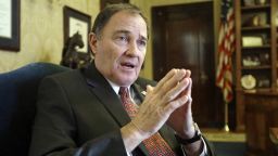 FILE - March 10, 2016, file photo Utah Gov. Gary Herbert speaks during an interview in Salt Lake City. Herbert says he thinks he can convince lawmakers that they don't need to override his recent veto of $4.5 million in for early education programs. The Deseret News reports that Utah House and Senate leaders are polling members to see if there's support for an override session. (AP Photo/Rick Bowmer, File)