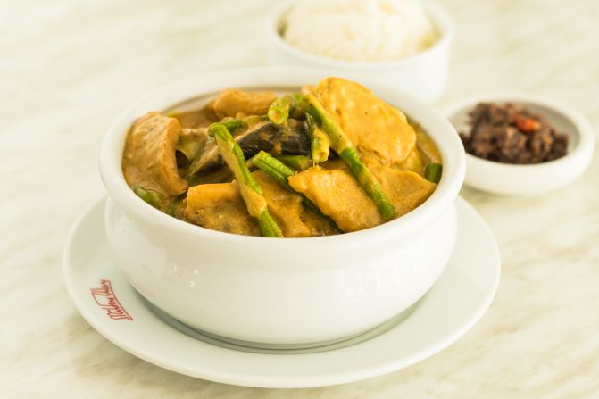 Kare-kare's sauce is reminiscent of a mild satay. This classic stew is best paired with a steamy mound of rice and finished off with a dollop of shrimp paste (bagoong).