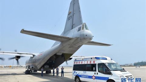 Chinese military aircraft transported the three sick civilian workers.