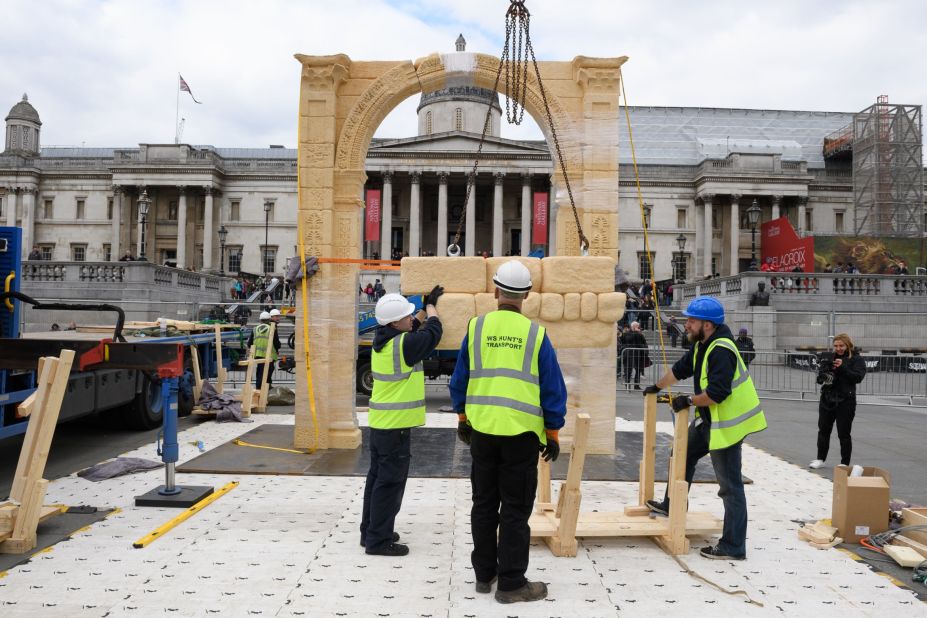 Made of Egyptian marble and constructed in Italy, the reconstructed arch will preserve the appearance of the original structure in minute detail. 