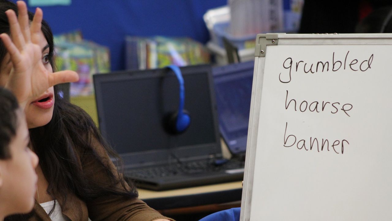 Ashley Aucar helps her third-graders at P.S. 94 expand their vocabulary.