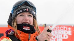 A picture taken on April 2, 2016 shows World champion Switzerland's Estelle Balet celebrating with champagn after she won the women's snowboard event at the Bec des Rosses during the Verbier Xtreme Freeride World Tour final above the Swiss Alps resort of Verbier. 
An avalanche in the Swiss Alps on April 19, 2016 swept away two-time world extreme snowboard champion Estelle Balet to her death, police said. The 21-year-old Swiss woman, who had won her second title on the Freeride World Tour only two weeks ago, was making a film when she was killed, Swiss police said in a statement. Balet was speeding down a slope on her snowboard when the avalanche started and carried her away, police added. / AFP / FABRICE COFFRINI        (Photo credit should read FABRICE COFFRINI/AFP/Getty Images)