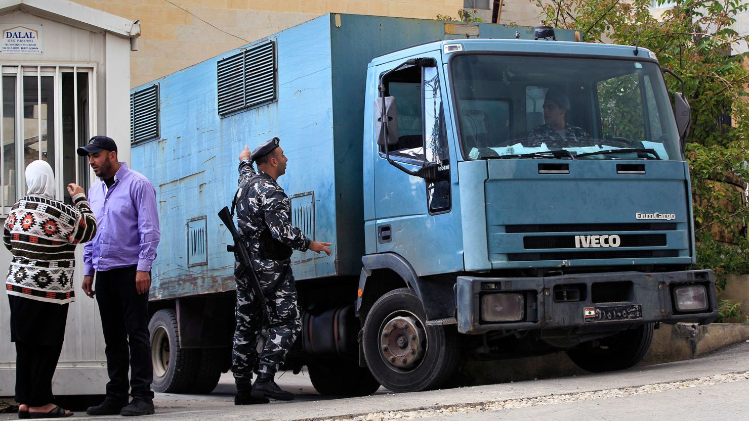 A police van transports Australian suspects Sally Faulkner and Tara Brown to a prison in a Beirut suburb.
